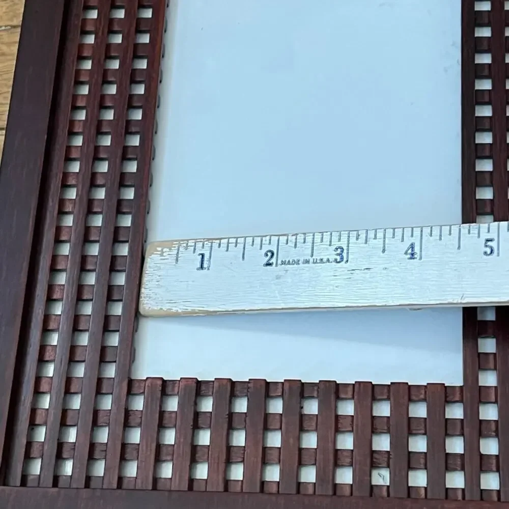 Decorative Picture Frame 4.5 x 6.5 in Dark Brown Grid Patterned Frame Standing